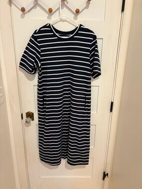 NWT Nordstrom Navy and White Striped Midi Dress